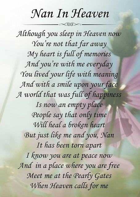 NAN IN HEAVEN Memorial Graveside Poem Card & Free Ground Stake F144 £2.