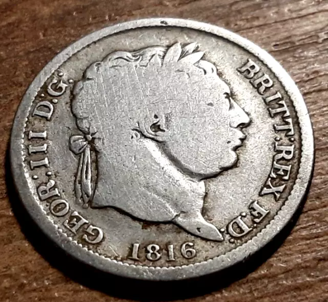 George Iii Solid Silver Shilling 1816