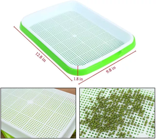 Seed Sprouter Tray Microgreen, BPA Free Nursery Germination soil less mesh