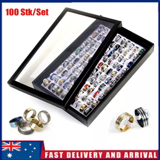 Fashion 100pcs mix Stainless Steel Finger Rings wholesale bulk lot rings DIY AU