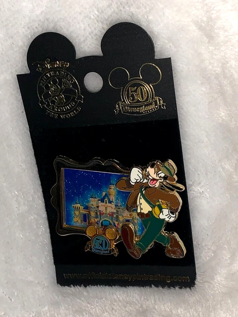 New Disney Disneyland 50th Goofy Sleeping Beauty Castle Pic In Gold Frame Pin