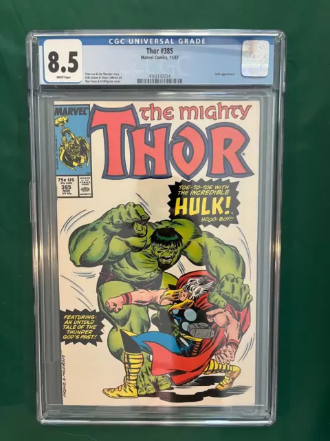 Thor #385 1987 Copper Age Key! CGC 8.5 (THOR vs. HULK) New Case!