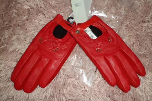 Lovely Ladies River Island Red Leather & Suede Gloves Size M-L****Bnwt****New**