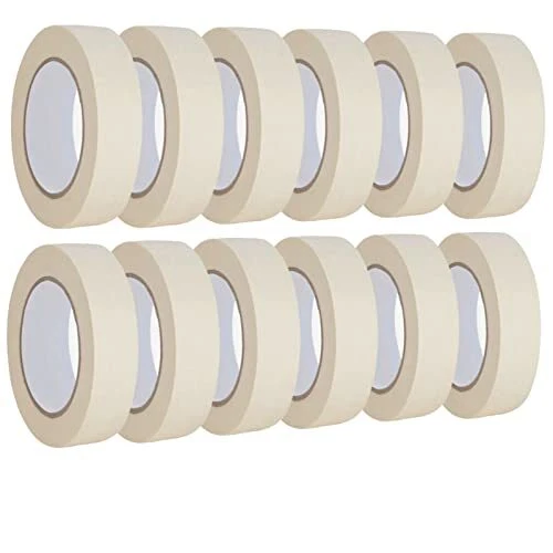 Masking Tape 1 inch 12 Pack, Adhesive Painting Tape Bulk for General Purpose
