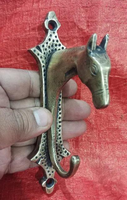 Old Horse Face Wall Fit Coat Hat Towel Hooks Solid Brass Antique Vintage style H