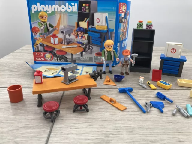 PLAYMOBIL 4326 CARPENTERS Wood Shop Class City Life Figures Toy Playset ...