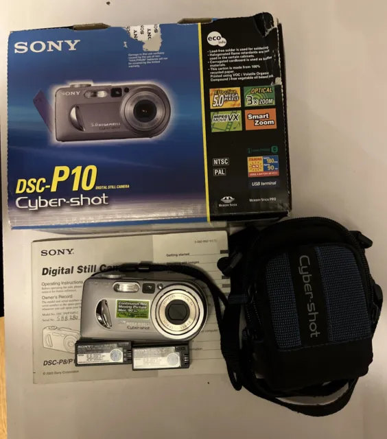 Sony Cyber-Shot DSC-P10 5.0MP 3x ZoomDigital Camera With Batteries No Charger