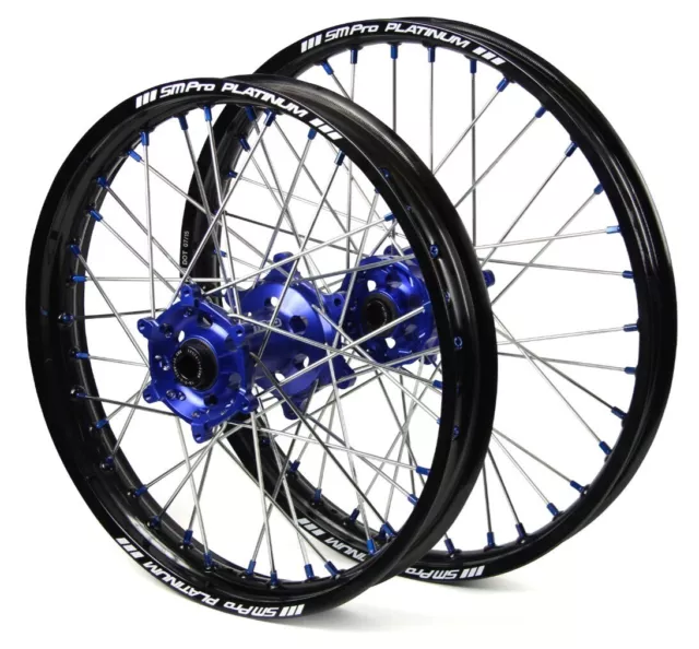 Yamaha YZ450F 2008 - 2024 SM Pro Wheel Set 21/19 Black Rim Blue Hub