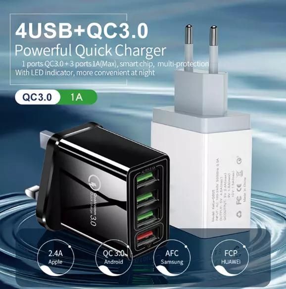 4 ports charge rapide QC 3.0 USB hub mural Home chargeur adaptateur plug