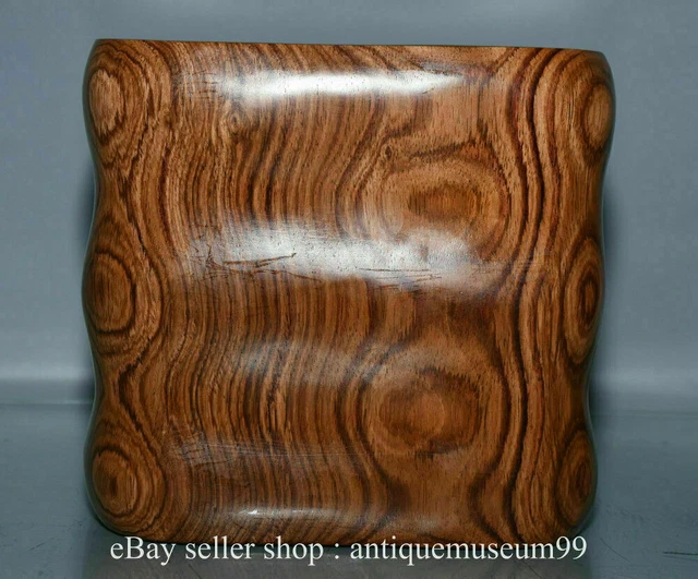 7.2" Old Chinese Huanghuali Wood Carved Dynasty Many Eyes Brush Pot Pencil Vase