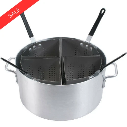 20 Qt. Silver Round Aluminum Pasta Cooker Maker Combo Pot with 4 Strainer Insets