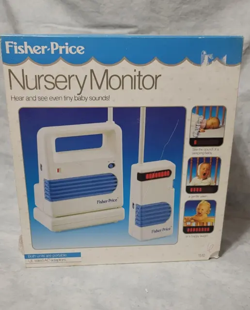 Vintage 1989 Fisher Price 1510 Deluxe Nursery Baby Monitor w/Box Works #70