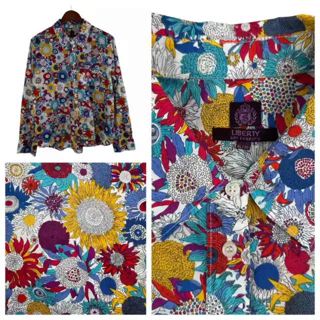 Liberty Art Fabrics  Long Sleeve Button Down Shirt Sz XL Colorful Vibrant Bright