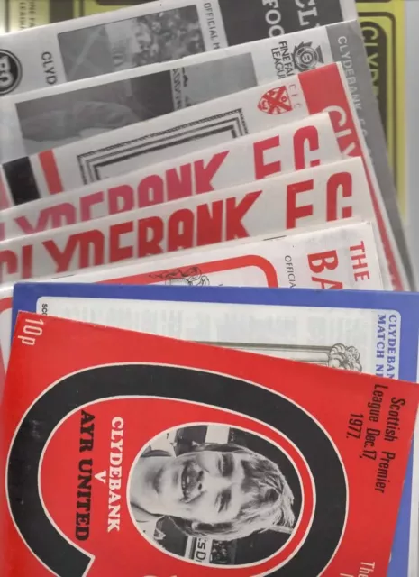 10 Clydebank Home Programmes 1977 - 1990 Scottish League Division 1 Listed 83