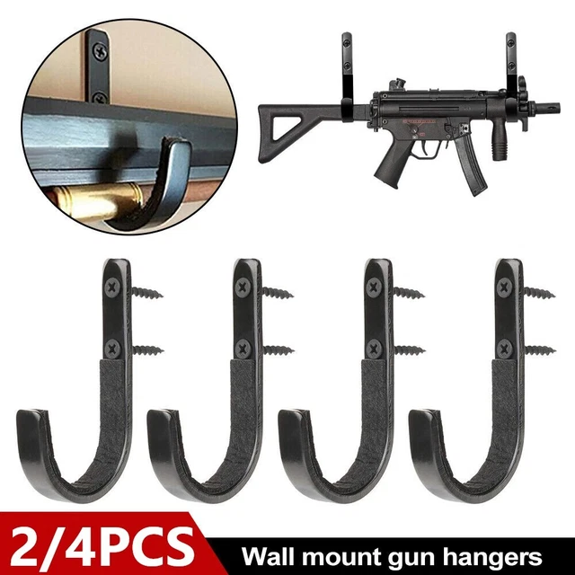 2/4 GUN RACK Rifle Shotgun Pistol Padded Wall Mount Hooks Hangers