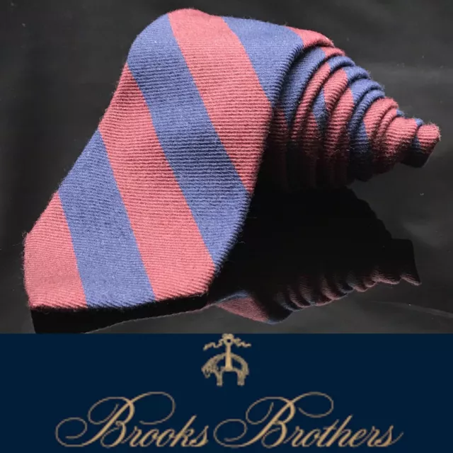 BROOKS BROTHERS Blue Multi Color Stripe Wool  Luxury Dapper Stripped Tie 44.5”