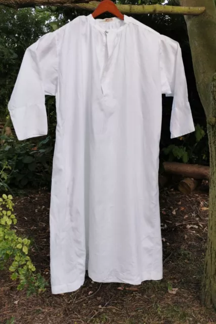Abito da notte vintage puro lino irlandese bianco a maniche lunghe smock oversize articoli cori