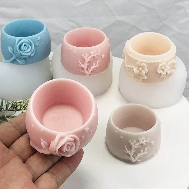 Hágalo usted mismo jarrón de silicona molde flor en forma de flor molde redondo maceta molde yeso molde suculento y