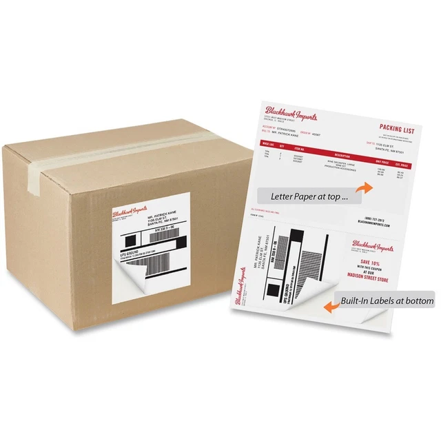 Sparco Integrated Label Forms - 6" x 4" - 250 / Pack - Permanent Adhesive,