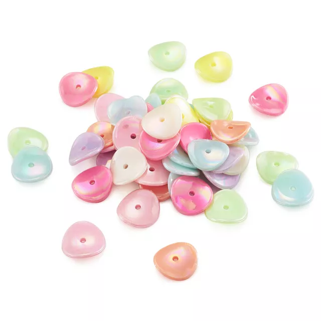 100pc Colorful Opaque Flat Round Acrylic Beads Smooth Loose Spacer Beads 15x15mm