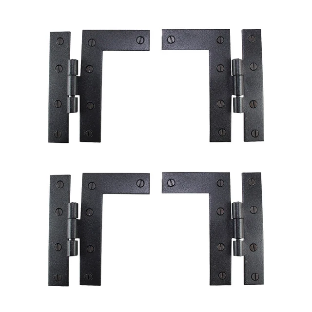 Pair Flush H-L Cabinet Hinge Wrought Iron 4.5"H Pack of 2 | Renovator's Supply