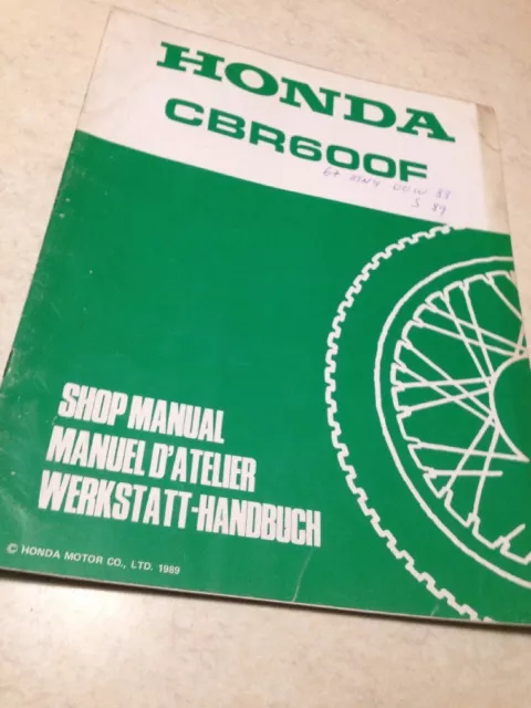 Supplemento Manuale Officina Honda CBR600F CBR 600 F Ed. 89 Shop Manuale