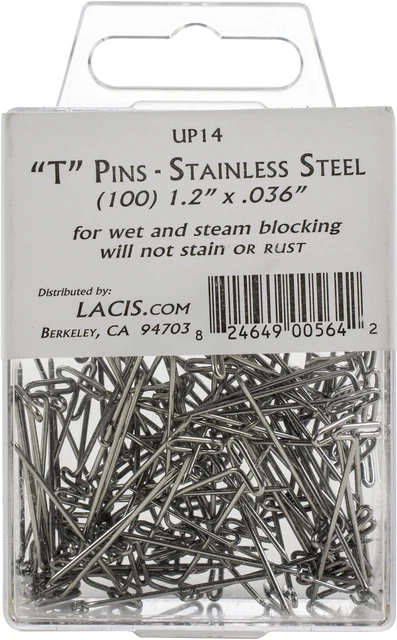 Paquete de 2 Lacis T-Pins 1,2" 100/Paquete-UP14