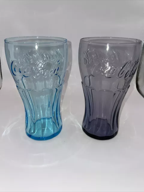 Vintage Turquoise & Amethyst  Libbey Coca Cola Cups/Glasses Set Of 2