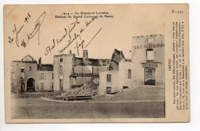 CREVIC Meurthe & Moselle CPA 54 War Village Burned August 1914