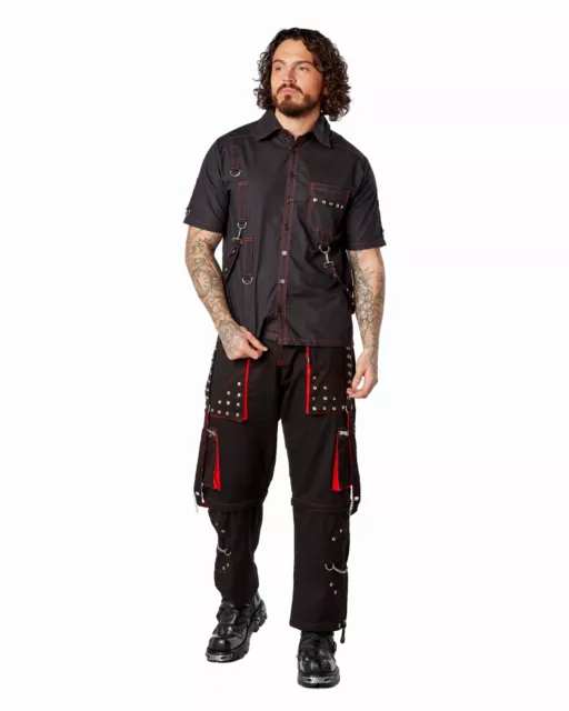 Darkwear Red & Black Chain Trousers Gothic Cyber Chain Thread Bondage Metal Stud 3