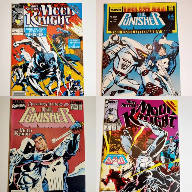 Punisher & Moonknight lot - The Punisher Annual #1 2 Moonknight #8 9 Marvel 1989
