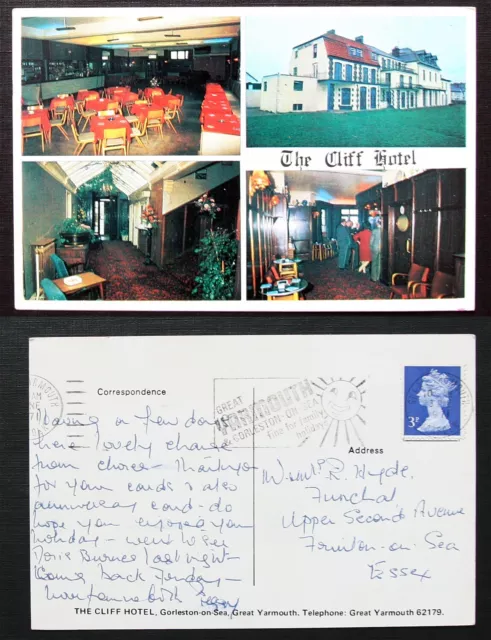 Used Postcard  The Cliff Hotel Gorleston-On-Sea Great YarmouthPostmark 1971
