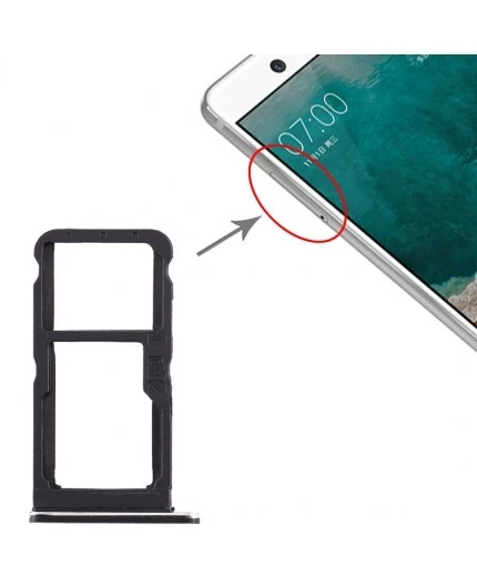 Tiroir Double Pour Cartes SIM Et SD Pour Nokia 6.1 - Noir | Pièce D'origine Nokia | Modèle 12195
