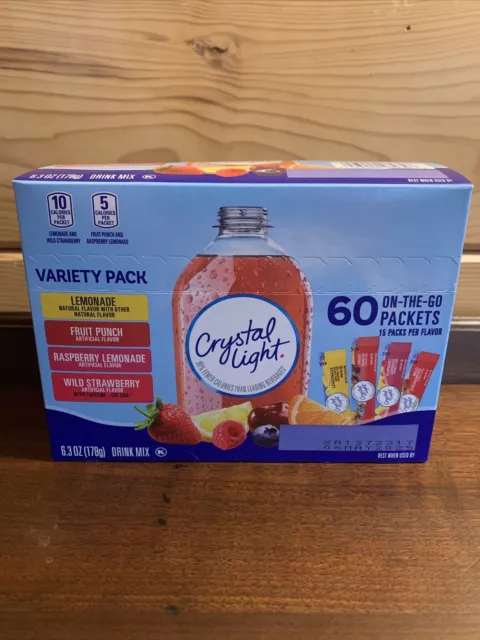 Crystal Light 60 Count Variety Pack Singles On-the-Go Packets Exp May 2025 Lite