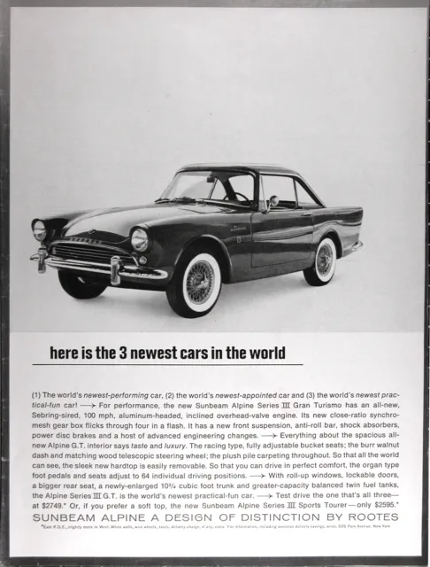 1963 SUNBEAM ALPINE GT Authentic Vintage Ad ~ MSRP $2,749 ~ FREE SHIPPING!