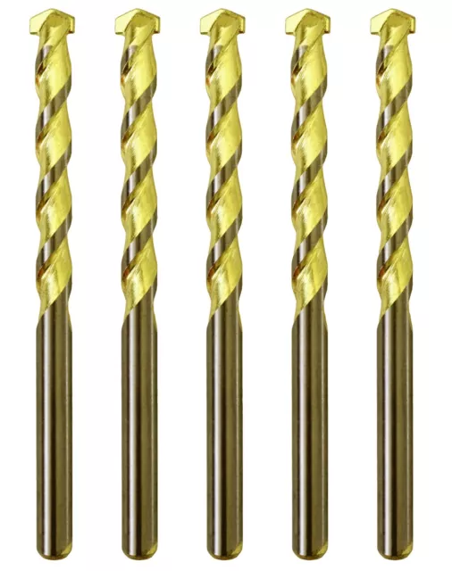 Masonry Drill Bit Set 3/8 In. Carbide Tip Golden Flute Drill Concrete Brick-5Pcs