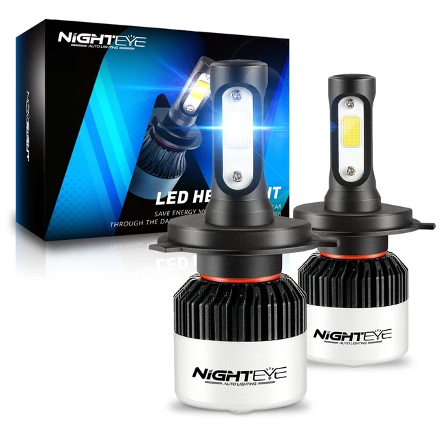 Lampade fari auto Nighteye 2 pz H4 kit conversione Hi-Lo Beam 72W 6500K bianco