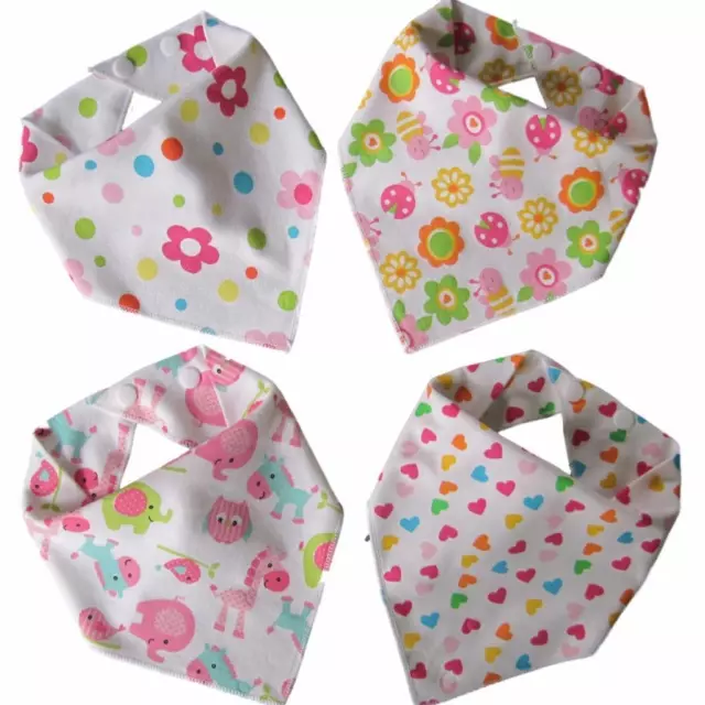 Baby Bandana Dribble Bibs (Girl 4 Pack) Pink toddler babies shower gift drool