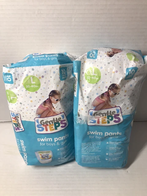 2-Gentle Steps Swim Pants Diapers for Boys & Girls Size Large (32-40 Lbs)