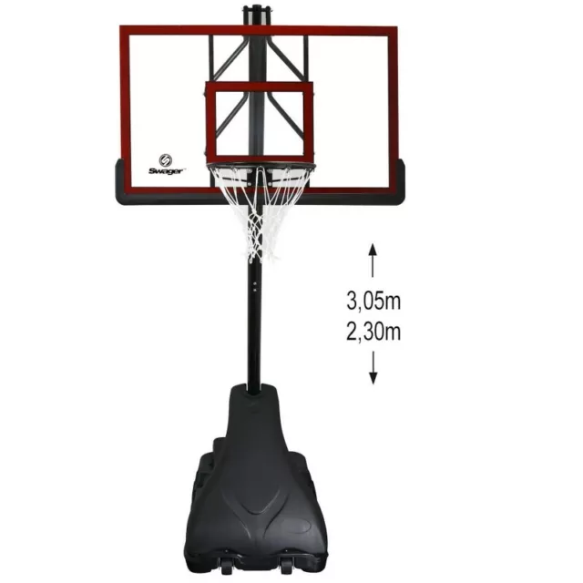 Panier De Basket Pro deluxe Platinium Rouge Hauteur réglable 2m30 à 3m05
