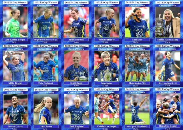 Chelsea Ladies 2022 Women's FA Cup Final winners football trading cards