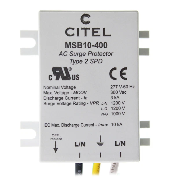 Protector Sobre Sobretensiones De Aire Acondicionado Serie Citel Msb10-400 Msb, 277V, Mcov 300Vac, 3Ka