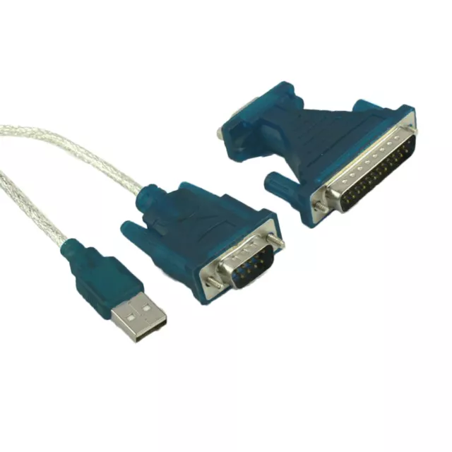 USB 2.0 to RS232 COM Port 9 Pin Serial DB25 DB9 Adapter Cable Converter