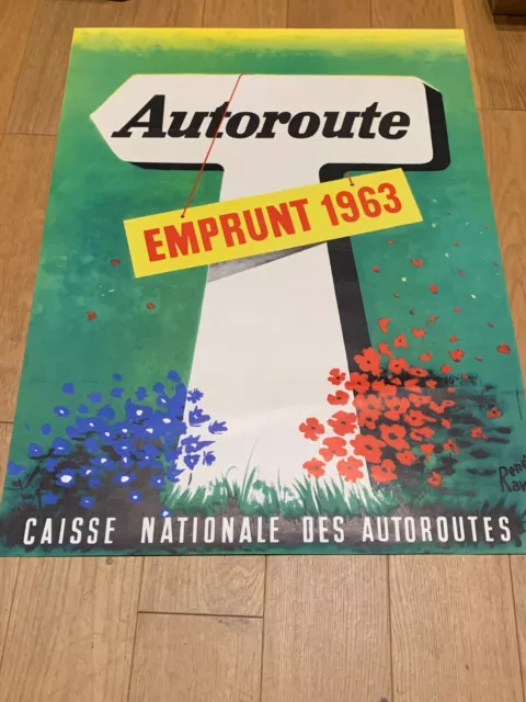 AFFICHE ORIGINALE- Caisse nationale des Autoroutes - Emprunt 1963 par RENE RAVO