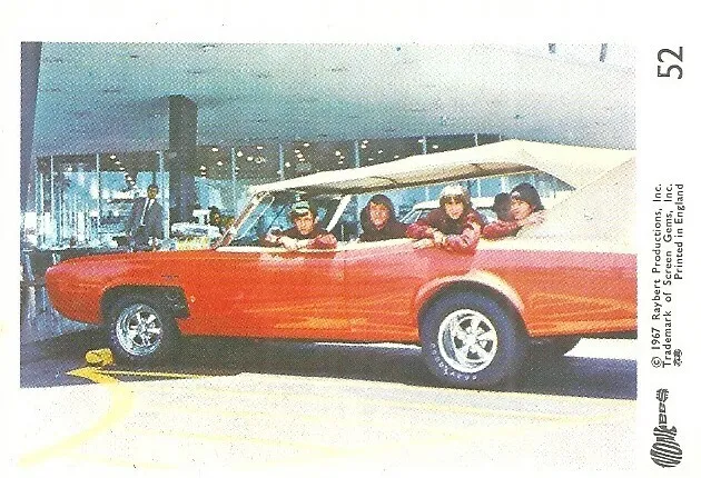 Monkees /Car #52 Colour 1967 Raybert Bubblegum Card