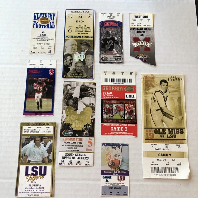 LSU College Football Tickets . LSU/OLE MISS/ Florida/Georgia/Notre Dame 95-09