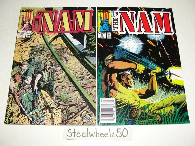 The Nam #20 & 28 Comic Lot Marvel 1988 Doug Murray Wayne Vansant Vietnam War HTF