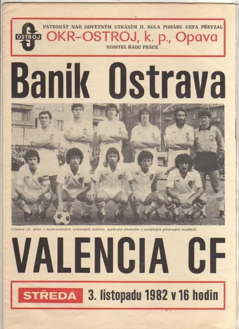 Orig.PRG   UEFA Cup  82/83   BANIK OSTRAVA - VALENCIA CF  !!   RARE