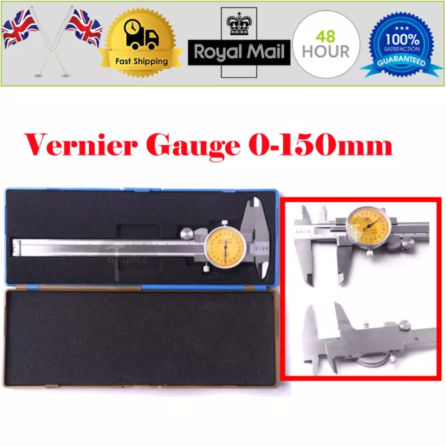 0-150mm Dial Vernier Caliper Measuring Tool, Metal Micrometer Gauge Measure UK