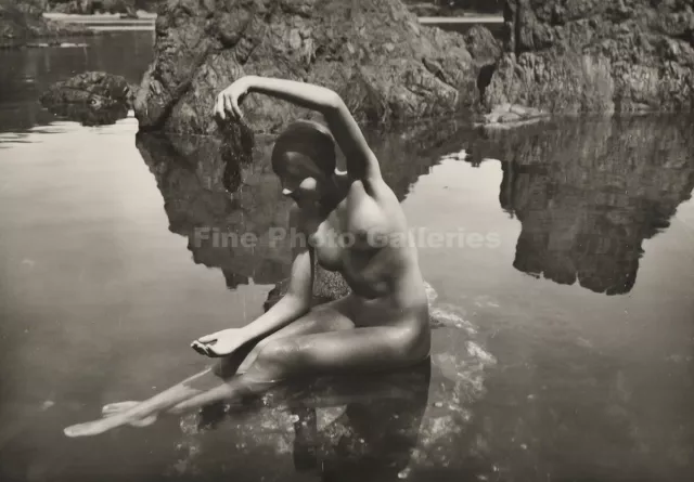 1925 Original MARCEL PAUL MEYS Female Nude Woman Landscape Art Deco Silver Photo